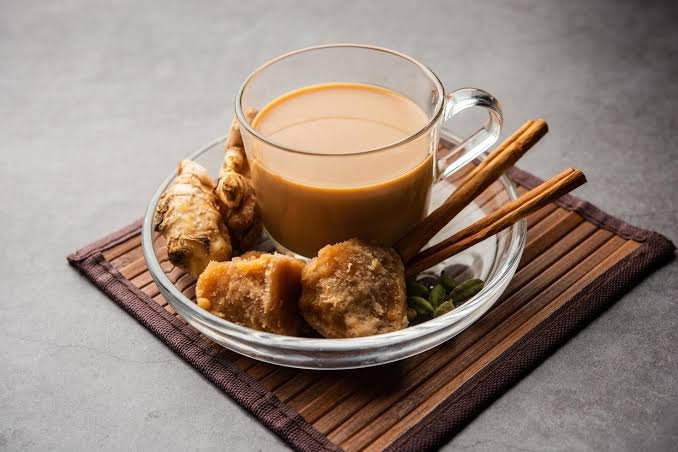 Ginger cardamom chai with fresh ginger